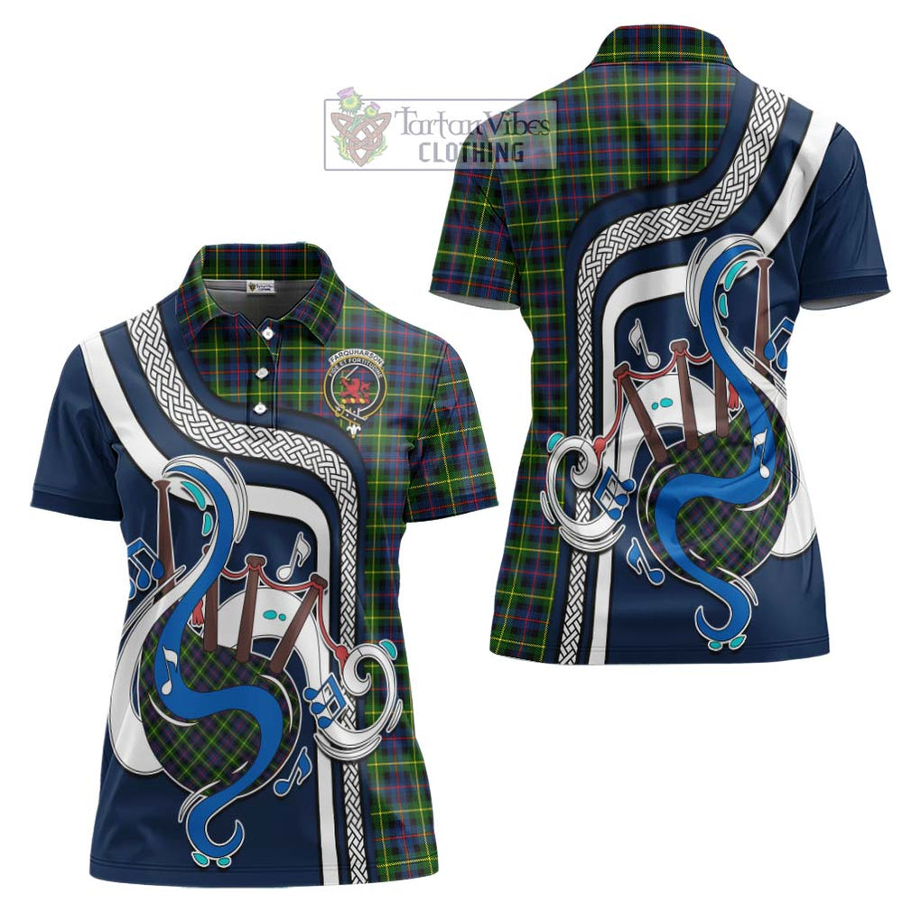 Farquharson Modern Tartan Women's Polo Shirt with Epic Bagpipe Style Women - Tartanvibesclothing Shop