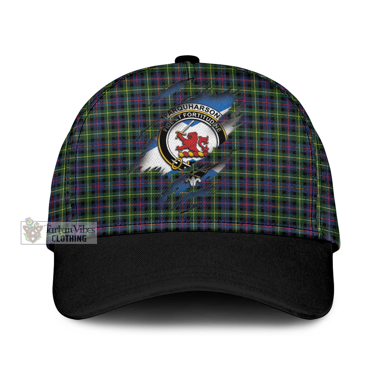 Tartan Vibes Clothing Farquharson Modern Tartan Classic Cap with Family Crest In Me Style