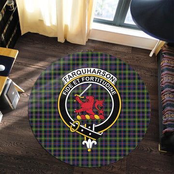 Farquharson Modern Tartan Round Rug with Family Crest