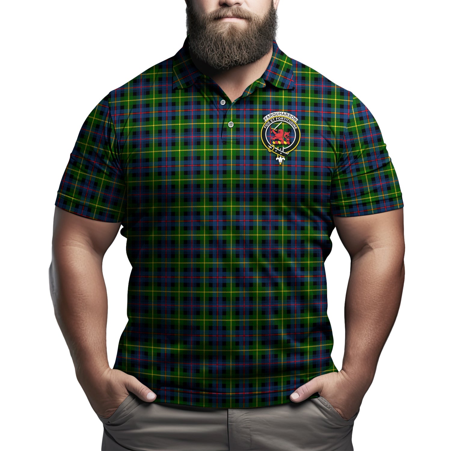 Farquharson Modern Tartan Men's Polo Shirt with Family Crest Kid - Tartan Vibes Clothing