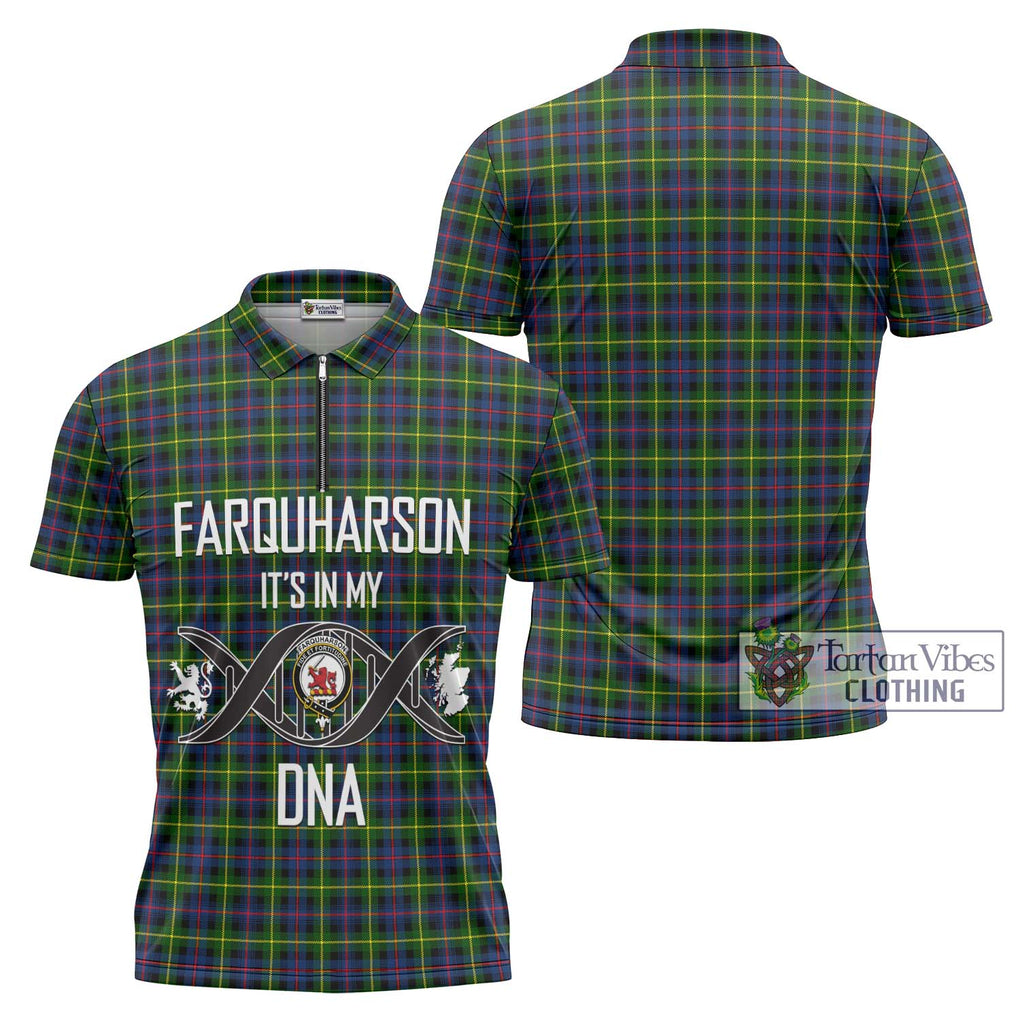 Farquharson Modern Tartan Zipper Polo Shirt with Family Crest DNA In Me Style Unisex - Tartanvibesclothing Shop