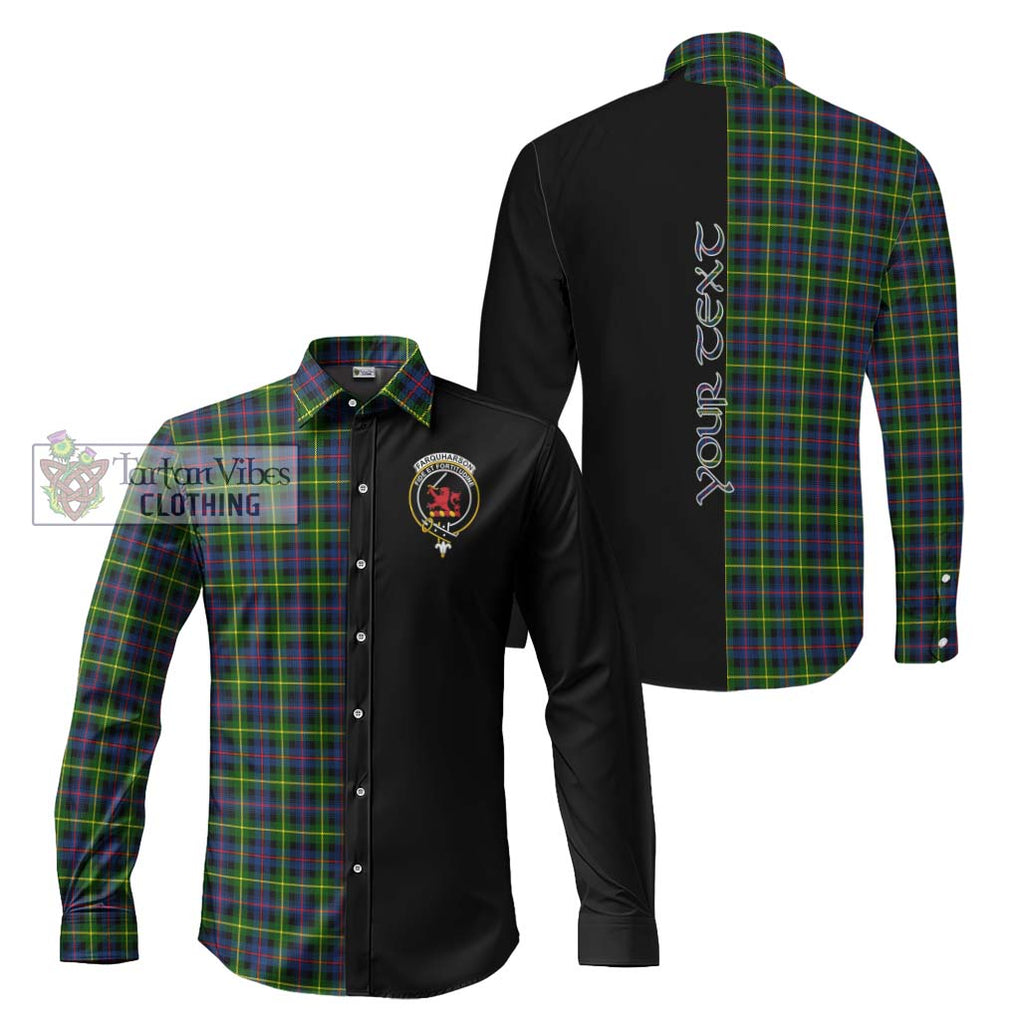 Farquharson Modern Tartan Long Sleeve Button Shirt with Family Crest and Half Of Me Style Men's Shirt S - Tartanvibesclothing Shop