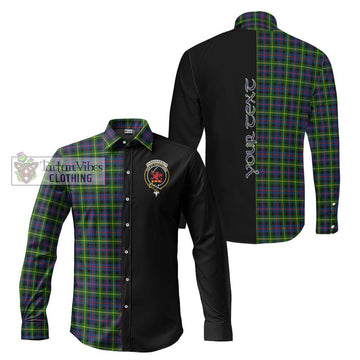 Farquharson Modern Tartan Long Sleeve Button Shirt with Family Crest and Half Of Me Style