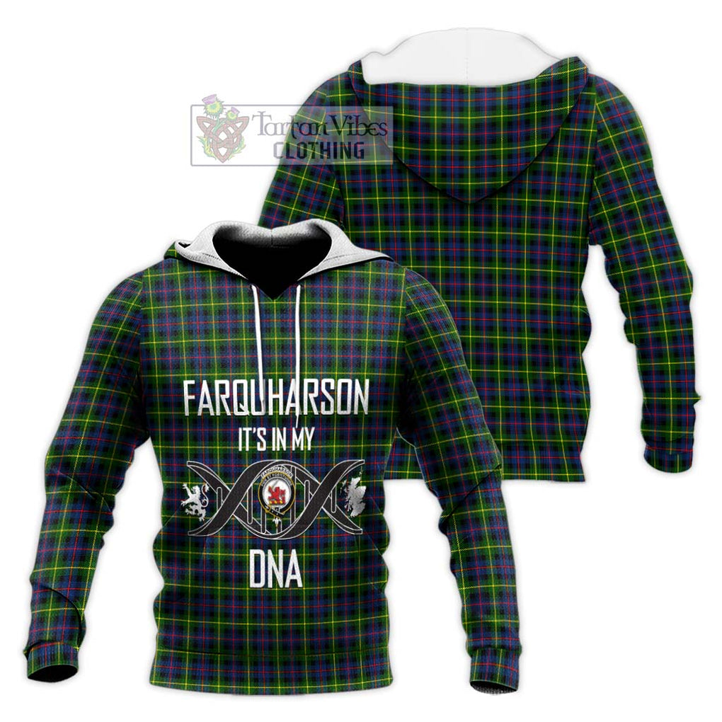 Farquharson Modern Tartan Knitted Hoodie with Family Crest DNA In Me Style Unisex Knitted Pullover Hoodie - Tartanvibesclothing Shop