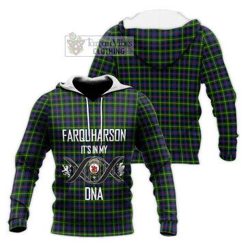 Farquharson Modern Tartan Knitted Hoodie with Family Crest DNA In Me Style