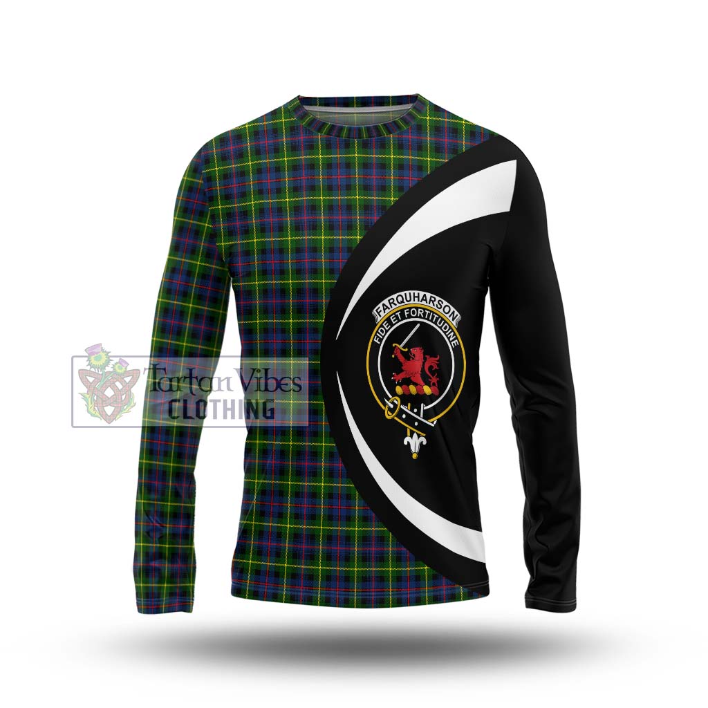 Farquharson Modern Tartan Long Sleeve T-Shirt with Family Crest Circle Style Unisex - Tartan Vibes Clothing