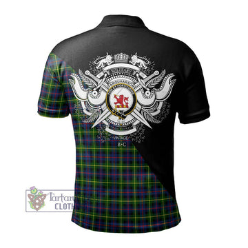 Farquharson Modern Tartan Polo Shirt with Family Crest and Military Logo Style