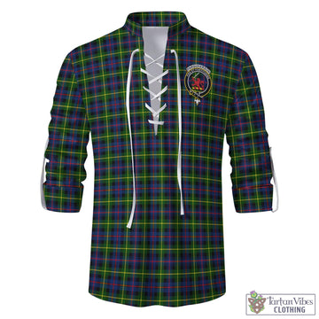 Farquharson Modern Tartan Men's Scottish Traditional Jacobite Ghillie Kilt Shirt with Family Crest