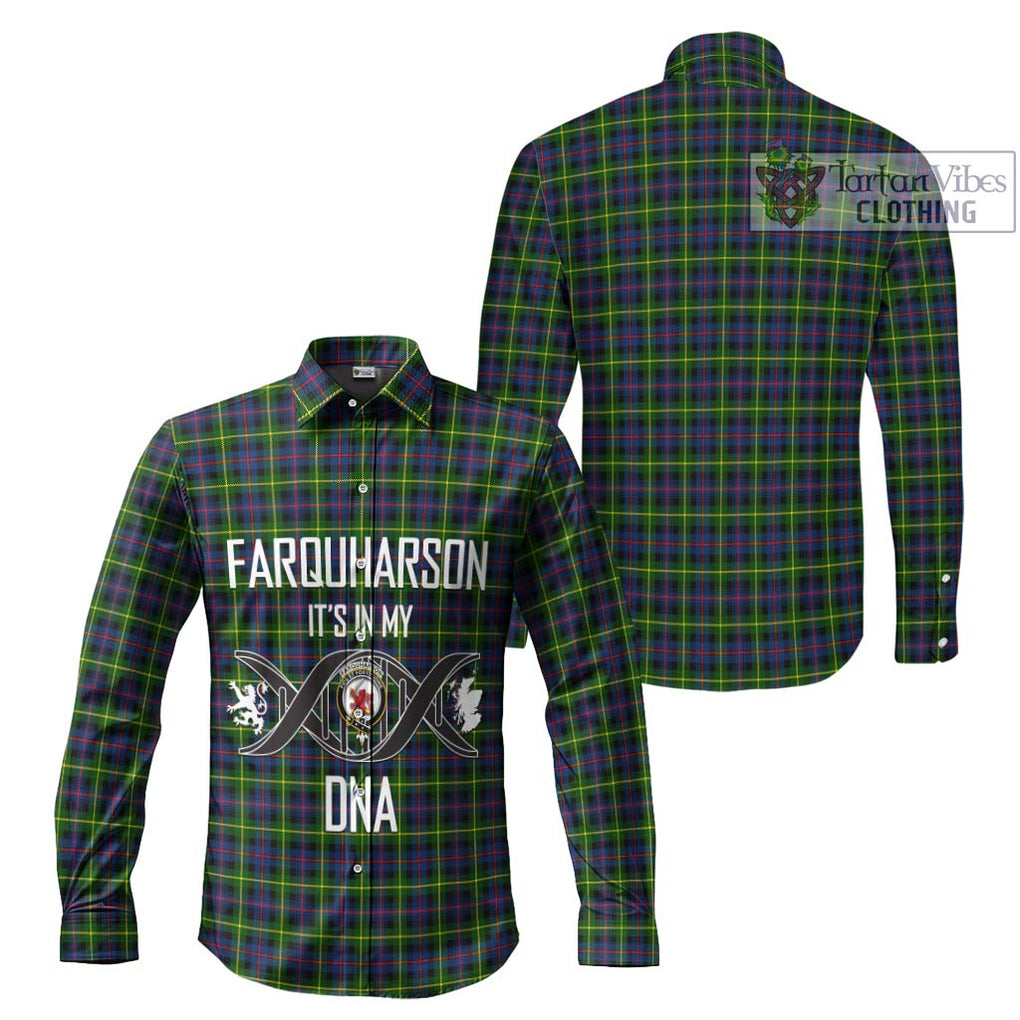 Farquharson Modern Tartan Long Sleeve Button Shirt with Family Crest DNA In Me Style Men's Shirt - Tartanvibesclothing Shop