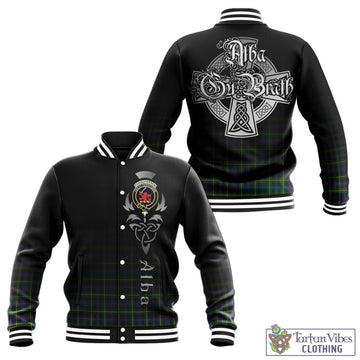 Farquharson Modern Tartan Baseball Jacket Featuring Alba Gu Brath Family Crest Celtic Inspired