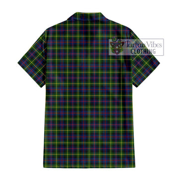 Farquharson Modern Tartan Short Sleeve Button Shirt with Family Crest DNA In Me Style