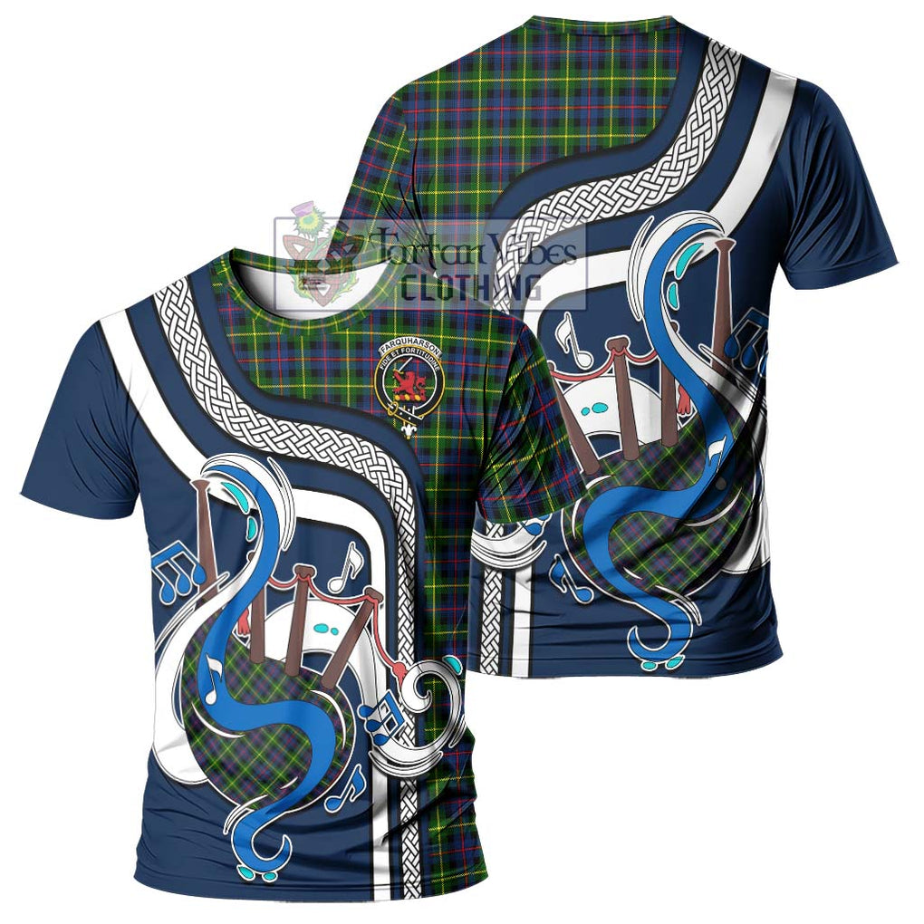 Farquharson Modern Tartan T-Shirt with Epic Bagpipe Style - Tartanvibesclothing Shop