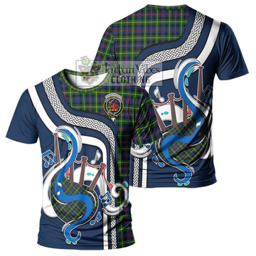 Farquharson Modern Tartan T-Shirt with Epic Bagpipe Style