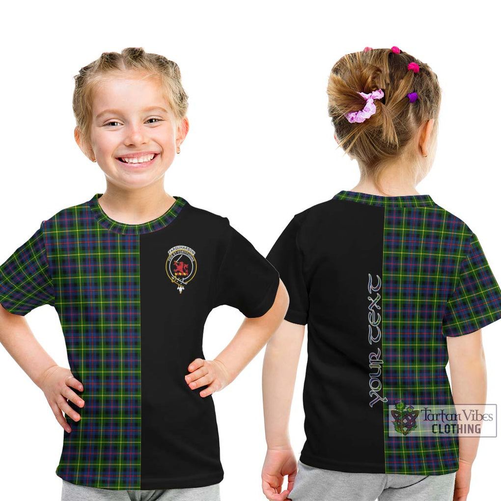 Farquharson Modern Tartan Kid T-Shirt with Family Crest and Half Of Me Style - Tartanvibesclothing Shop