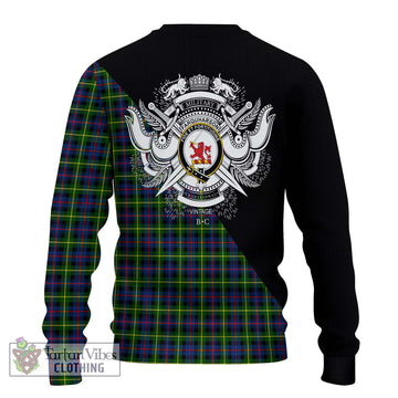 Farquharson Modern Tartan Ugly Sweater with Family Crest and Military Logo Style