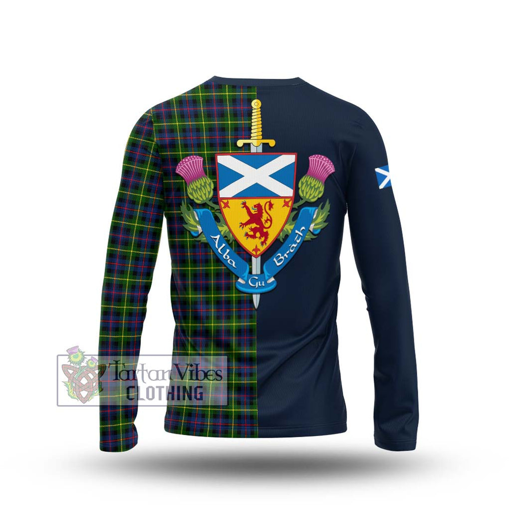 Tartan Vibes Clothing Farquharson Modern Tartan Long Sleeve T-Shirt with Scottish Lion Royal Arm Half Style