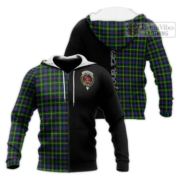 Farquharson Modern Tartan Knitted Hoodie with Family Crest and Half Of Me Style