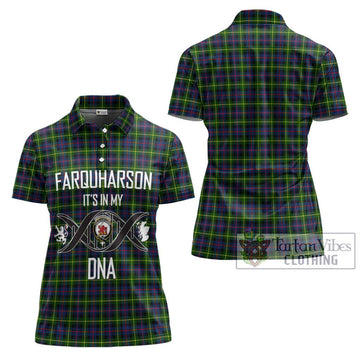 Farquharson Modern Tartan Women's Polo Shirt with Family Crest DNA In Me Style