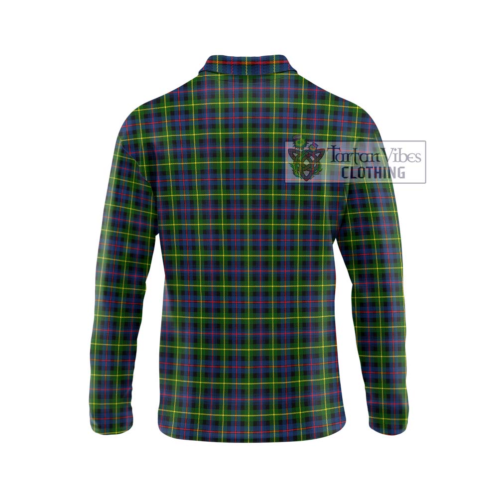 Farquharson Modern Tartan Long Sleeve Polo Shirt with Family Crest DNA In Me Style - Tartanvibesclothing Shop