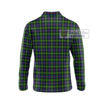 Farquharson Modern Tartan Long Sleeve Polo Shirt with Family Crest DNA In Me Style