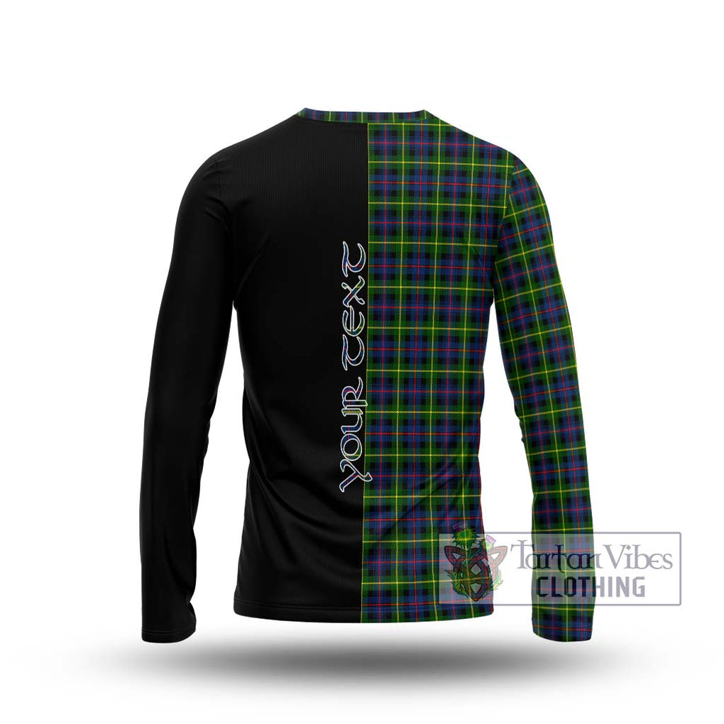 Farquharson Modern Tartan Long Sleeve T-Shirt with Family Crest and Half Of Me Style - Tartanvibesclothing Shop