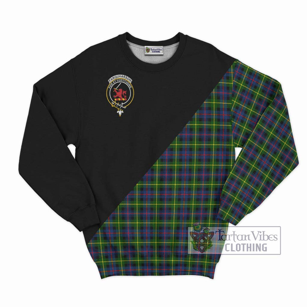 Farquharson Modern Tartan Sweatshirt with Family Crest and Military Logo Style - Tartanvibesclothing Shop