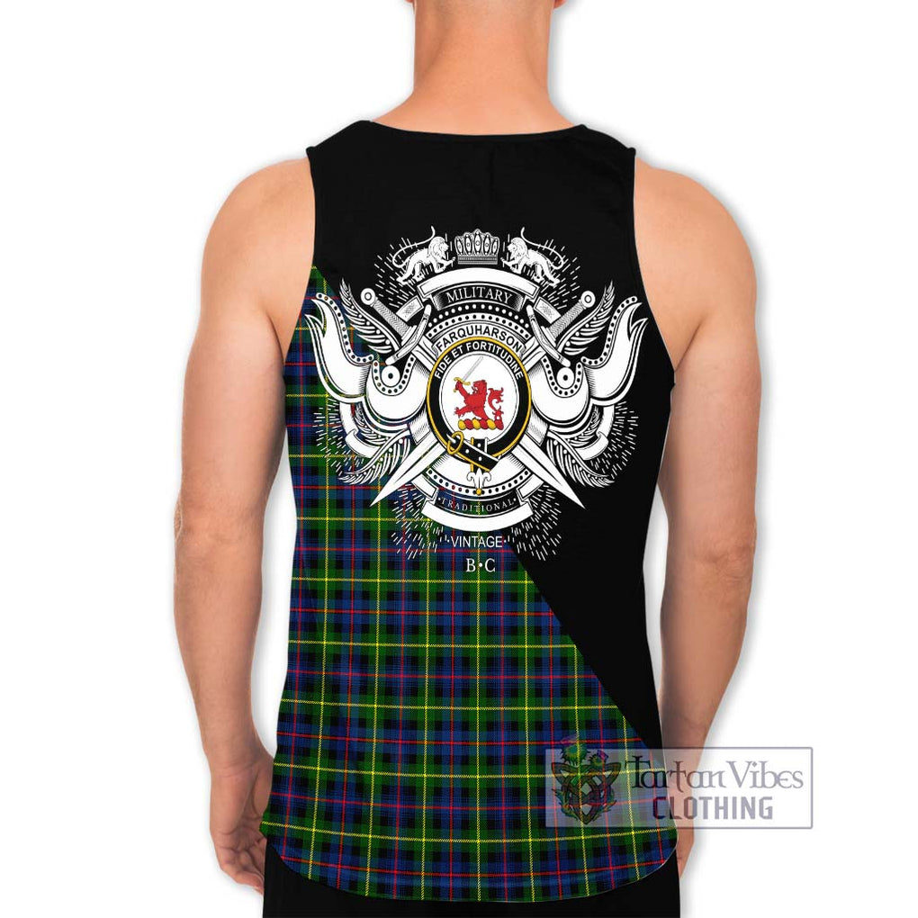 Farquharson Modern Tartan Men's Tank Top with Family Crest and Military Logo Style - Tartanvibesclothing Shop