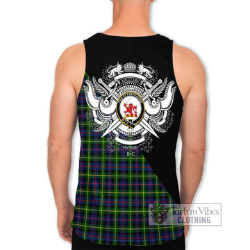 Farquharson Modern Tartan Men's Tank Top with Family Crest and Military Logo Style