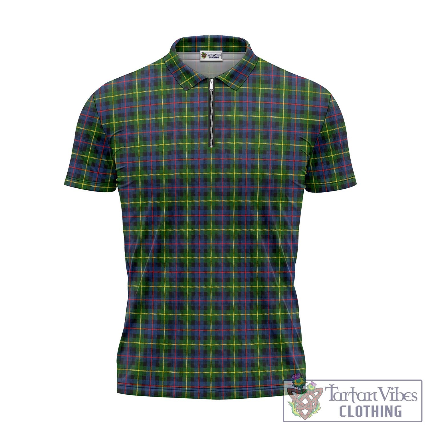 Tartan Vibes Clothing Farquharson Modern Tartan Zipper Polo Shirt