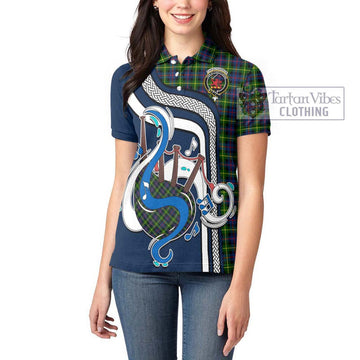 Farquharson Modern Tartan Women's Polo Shirt with Epic Bagpipe Style