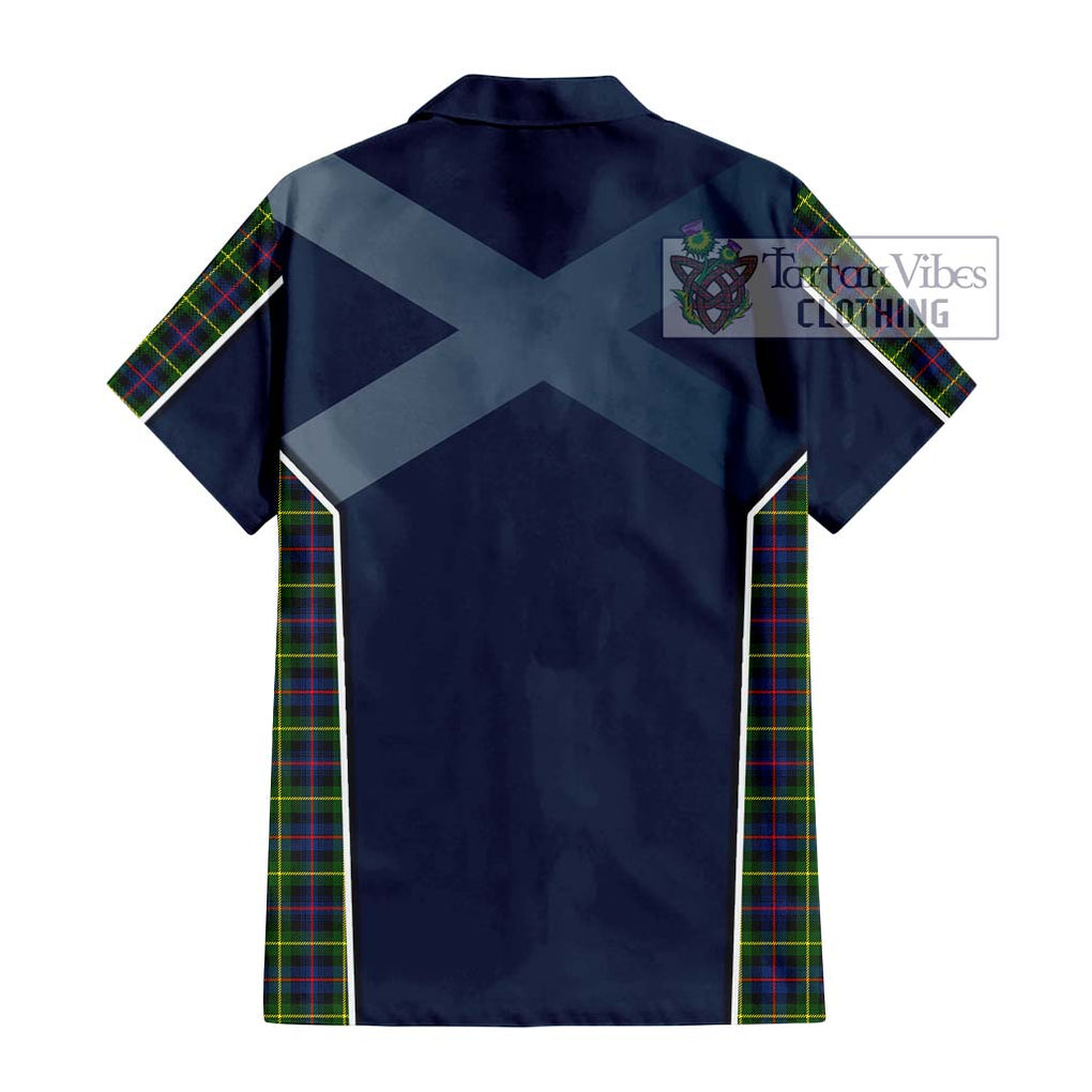 Farquharson Modern Tartan Short Sleeve Button Shirt with Family Crest and Lion Rampant Vibes Sport Style - Tartan Vibes Clothing