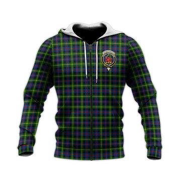 Farquharson Modern Tartan Knitted Hoodie with Family Crest