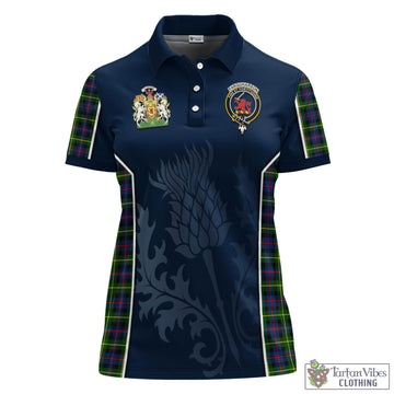 Farquharson Modern Tartan Women's Polo Shirt with Family Crest and Scottish Thistle Vibes Sport Style