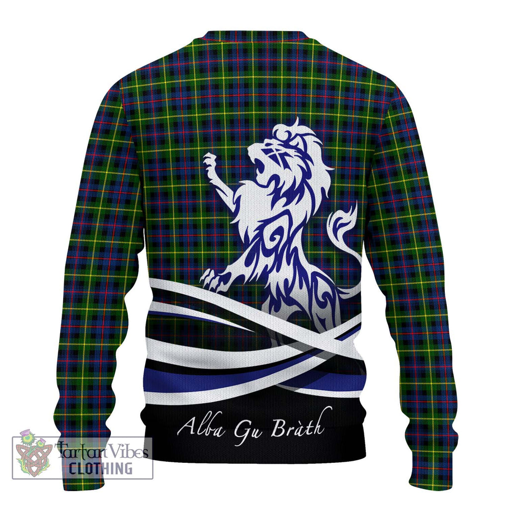 Farquharson Modern Tartan Knitted Sweater with Alba Gu Brath Regal Lion Emblem - Tartanvibesclothing Shop