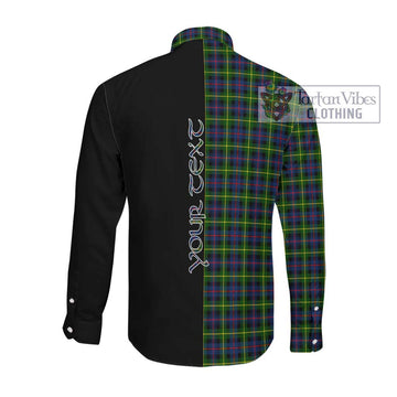 Farquharson Modern Tartan Long Sleeve Button Shirt with Family Crest and Half Of Me Style