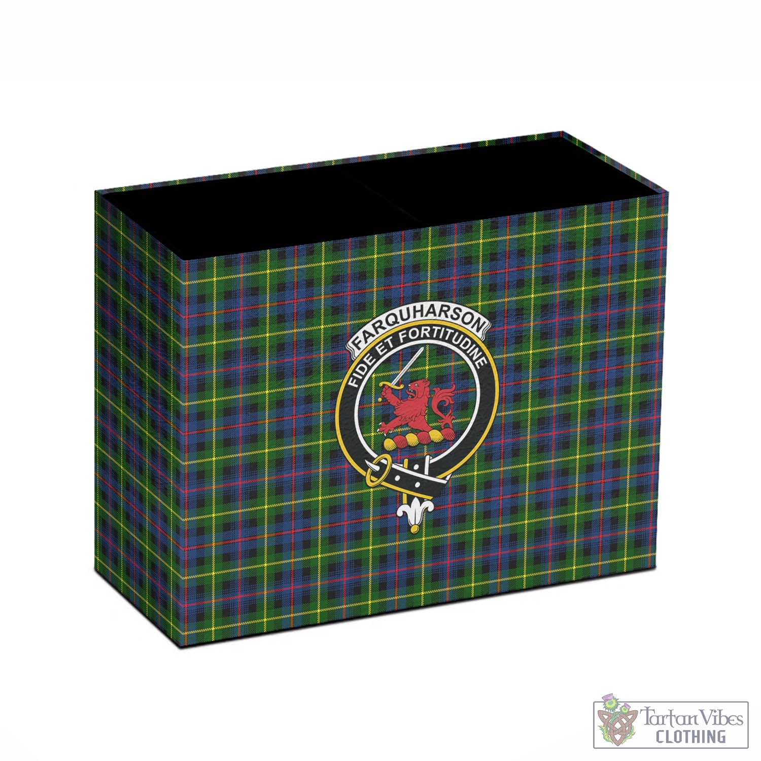 Tartan Vibes Clothing Farquharson Modern Tartan Pen Holder with Family Crest