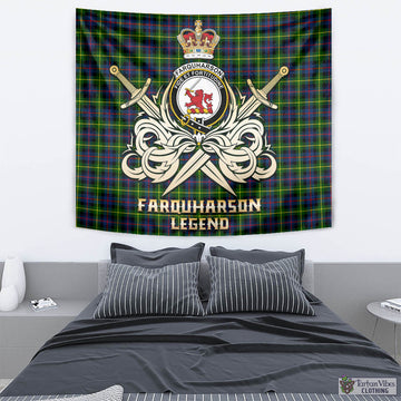 Farquharson Modern Tartan Tapestry with Clan Crest and the Golden Sword of Courageous Legacy