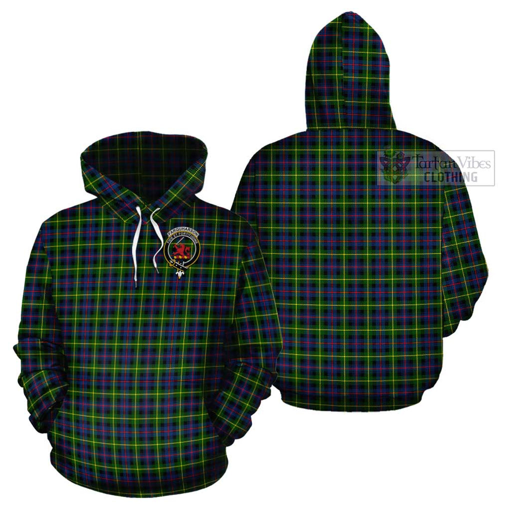 Farquharson Modern Tartan Cotton Hoodie with Family Crest Pullover Hoodie - Tartan Vibes Clothing