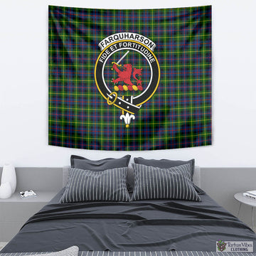 Farquharson Modern Tartan Tapestry Wall Hanging and Home Decor for Room with Family Crest