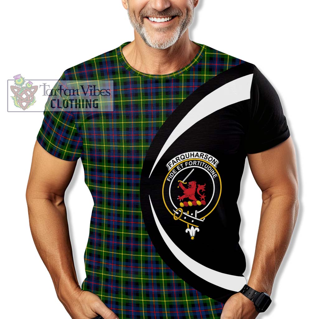 Tartan Vibes Clothing Farquharson Modern Tartan T-Shirt with Family Crest Circle Style