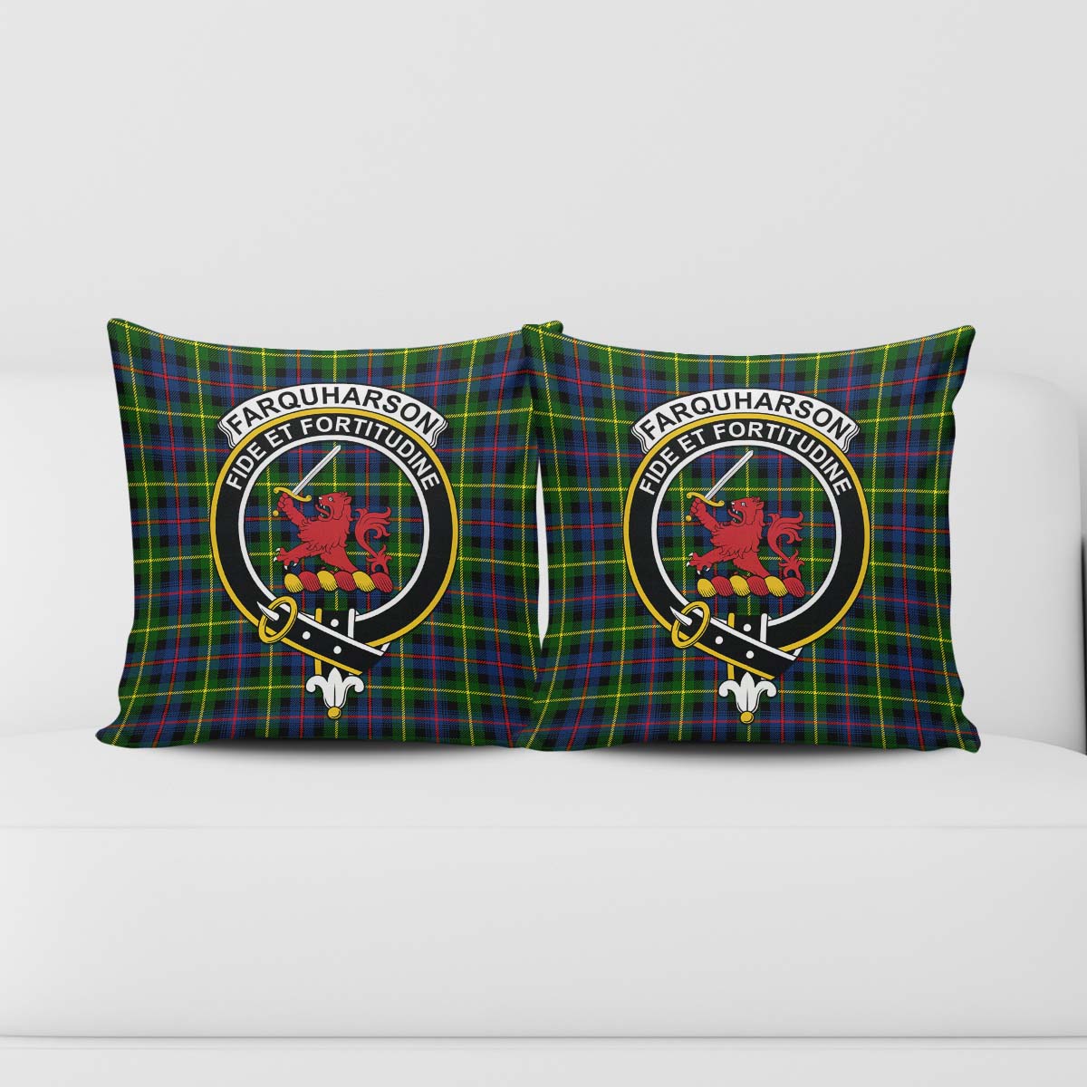 Farquharson Modern Tartan Pillow Cover with Family Crest - Tartanvibesclothing