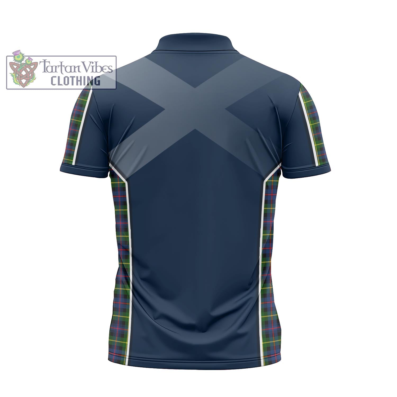 Tartan Vibes Clothing Farquharson Modern Tartan Zipper Polo Shirt with Family Crest and Scottish Thistle Vibes Sport Style