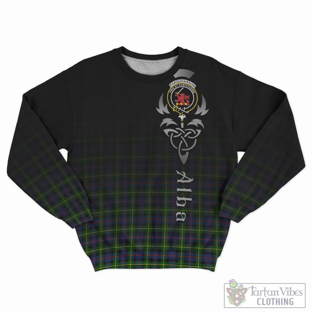 Tartan Vibes Clothing Farquharson Modern Tartan Sweatshirt Featuring Alba Gu Brath Family Crest Celtic Inspired