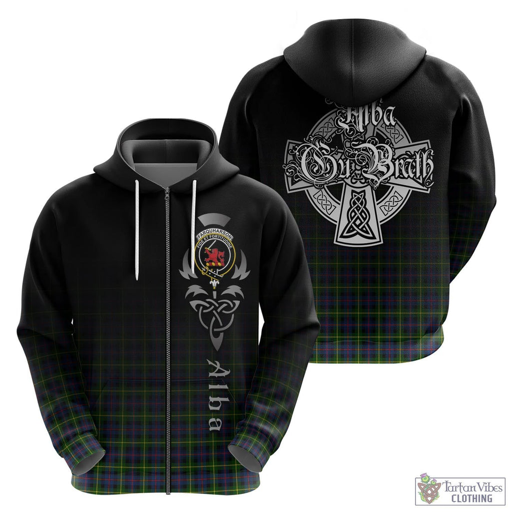 Tartan Vibes Clothing Farquharson Modern Tartan Hoodie Featuring Alba Gu Brath Family Crest Celtic Inspired