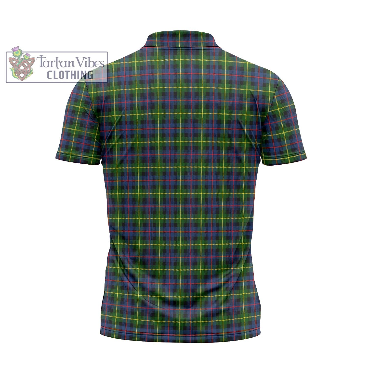 Tartan Vibes Clothing Farquharson Modern Tartan Zipper Polo Shirt with Family Crest