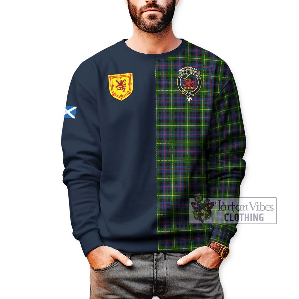 Tartan Vibes Clothing Farquharson Modern Tartan Sweatshirt with Scottish Lion Royal Arm Half Style