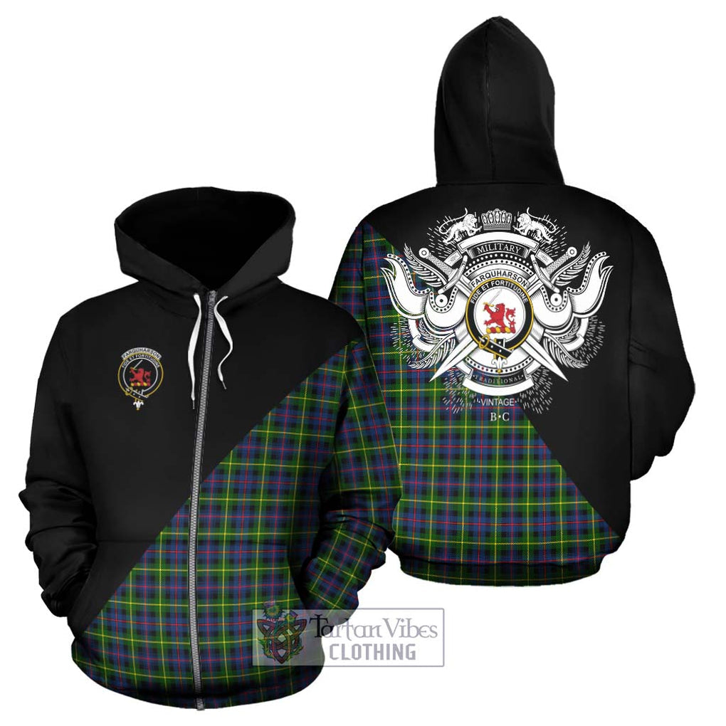 Farquharson Modern Tartan Hoodie with Family Crest and Military Logo Style - Tartanvibesclothing Shop