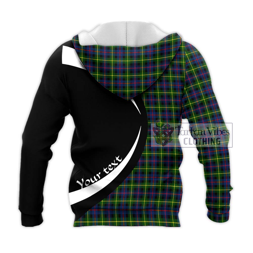 Farquharson Modern Tartan Knitted Hoodie with Family Crest Circle Style - Tartan Vibes Clothing