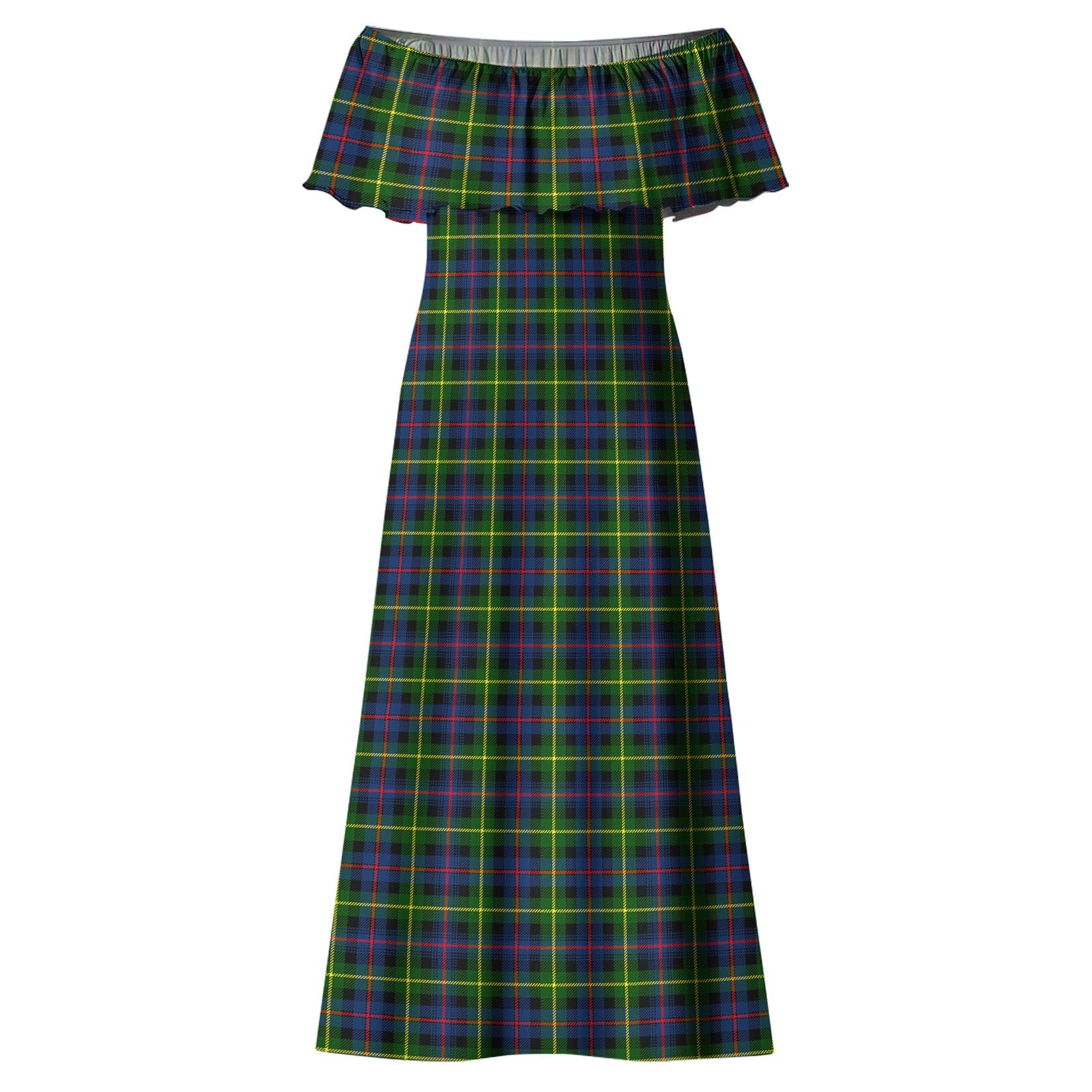 Farquharson Modern Tartan Off Shoulder Long Dress - Tartanvibesclothing