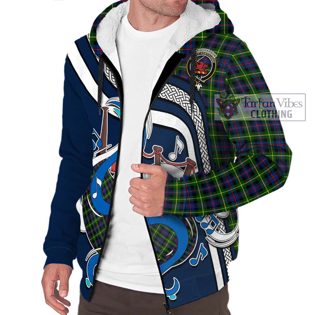 Farquharson Modern Tartan Sherpa Hoodie with Epic Bagpipe Style Unisex - Tartanvibesclothing Shop